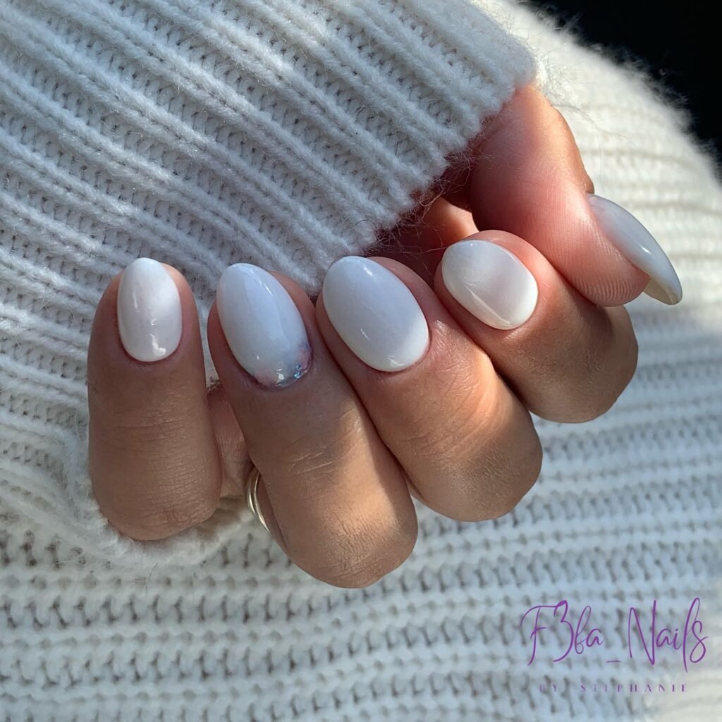 Simple White Dip Nails