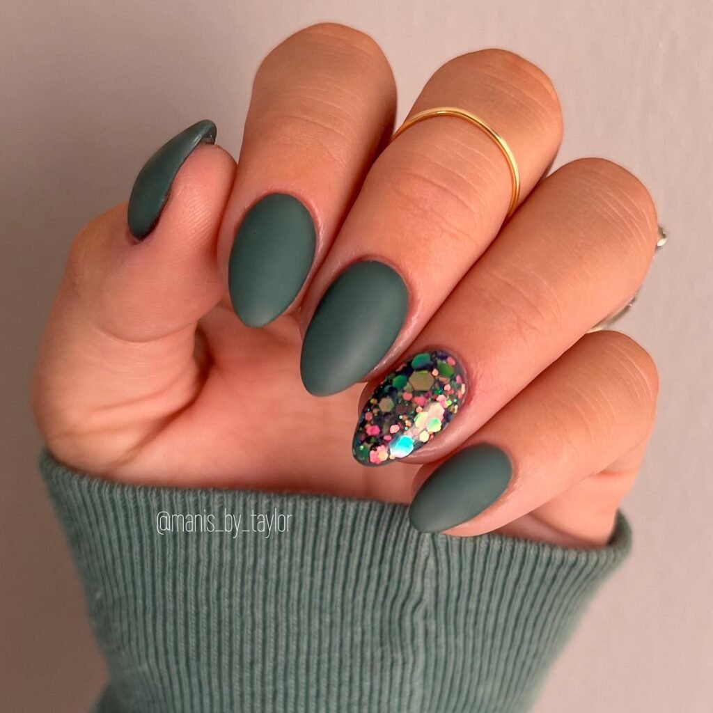  Pine Almond Dip Nails with Stained Glasses
