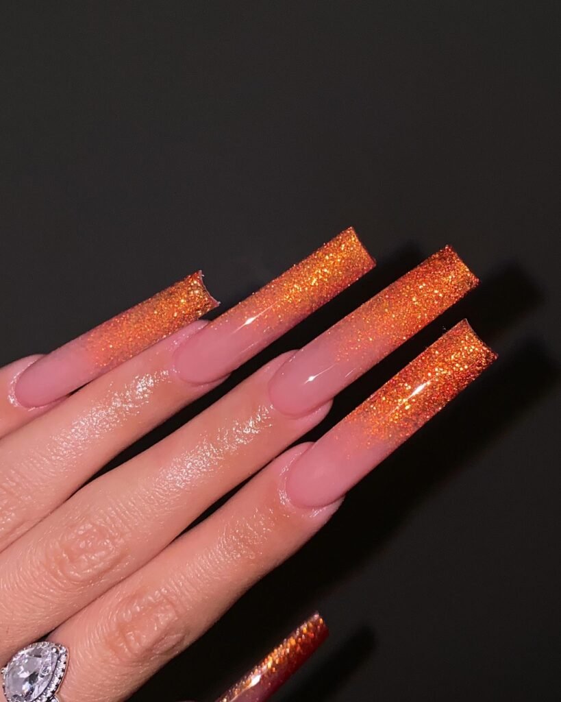 Fall Glitter Acrylic Nails