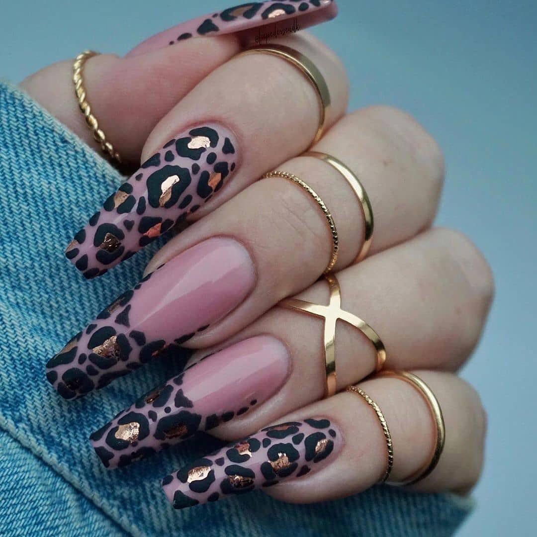 Nude Nails With Leopard Art