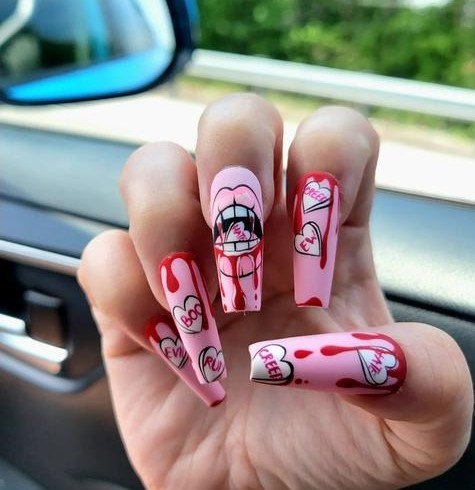Fun Pink Vampire Nails