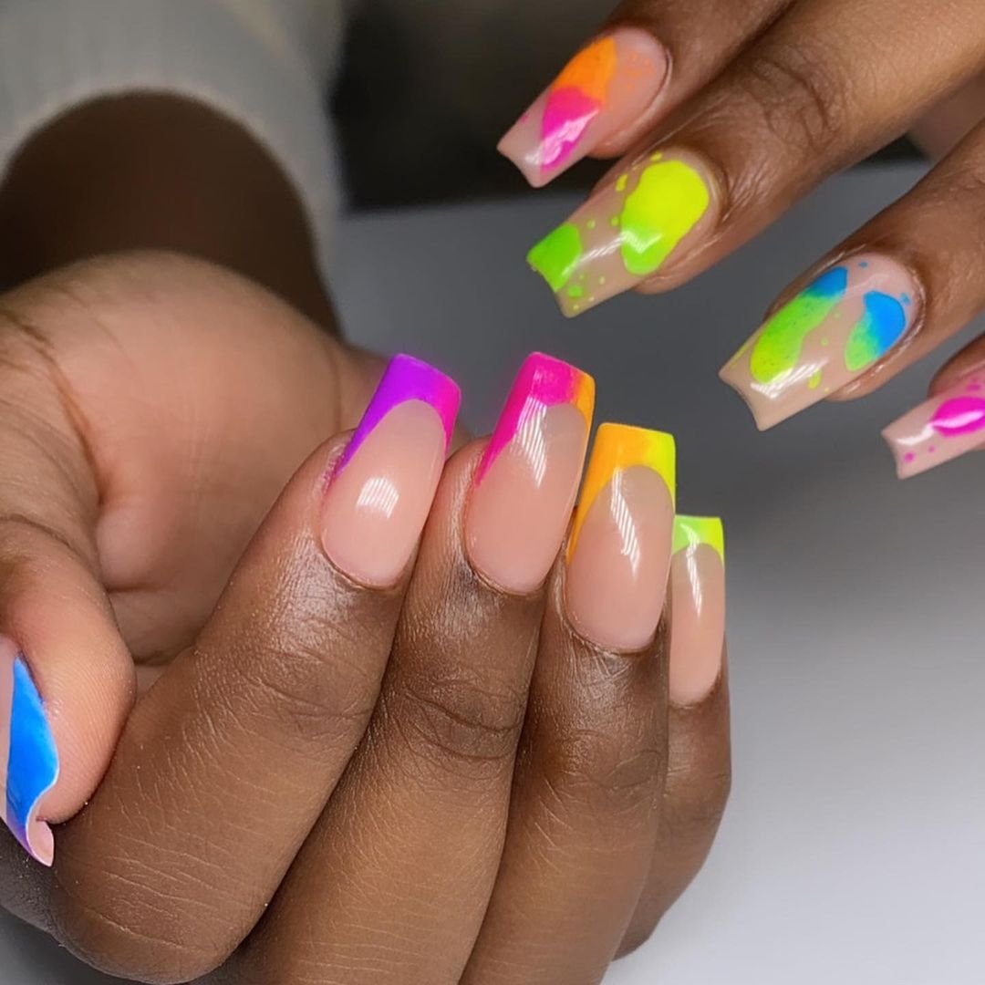 Multi-Pattern Rainbow Nails