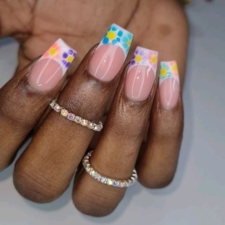 Floral French Manicure