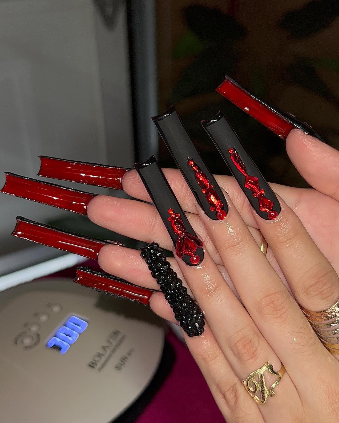 Black and Red Bottom Nails