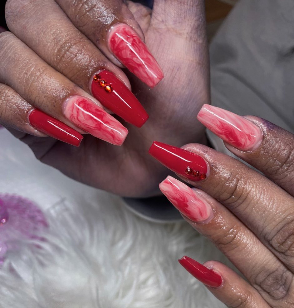 Red Marble Nails